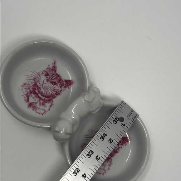 Ceramic vintage antique Cat dish pink cat decals - Picture 8 of 10